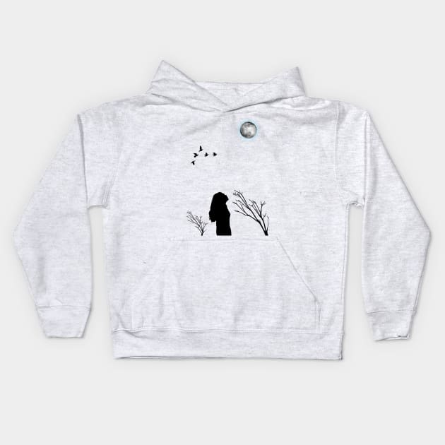 girl looking up at the sky Kids Hoodie by Express Yourself everyday